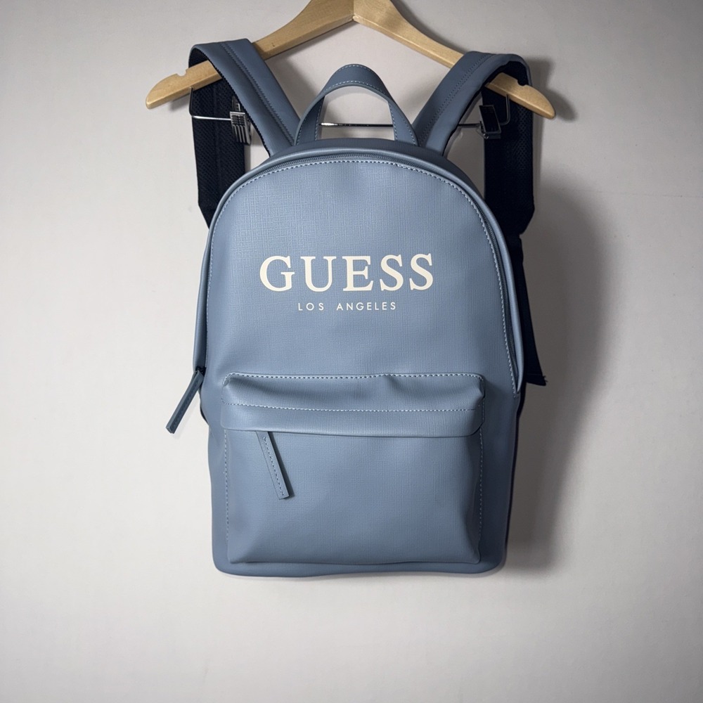 Guess Los Angeles Womens‎ Outfitter Backpack Travel Bag Blue Faux Leather NWOT